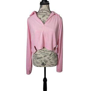 Out From Under Urban Outfitters Gabbie Collared Cropped Baby Pink Y2K vibes Top